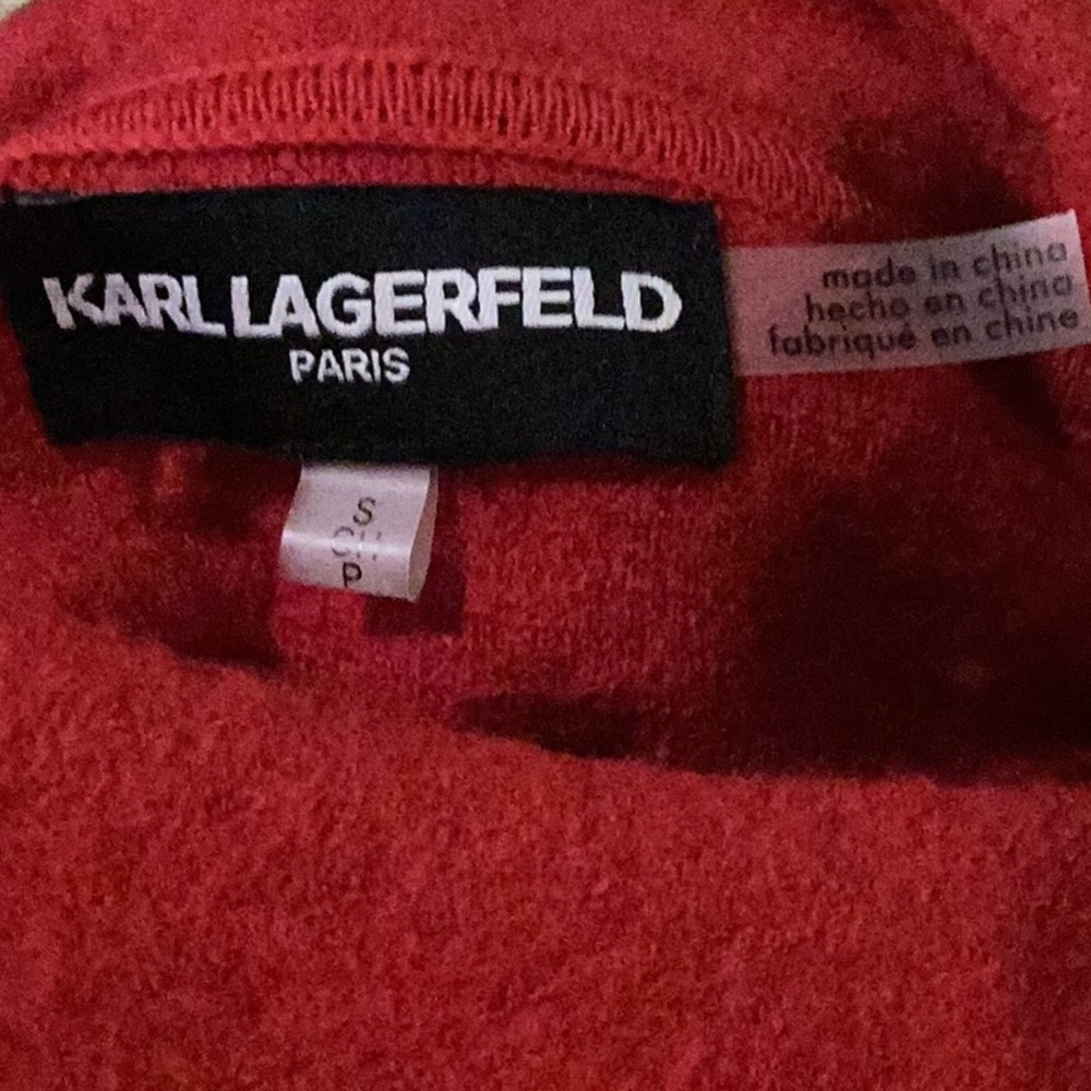 Karl Lagerfeld Deep Red Wool Blend Coat - Picture 10 of 10